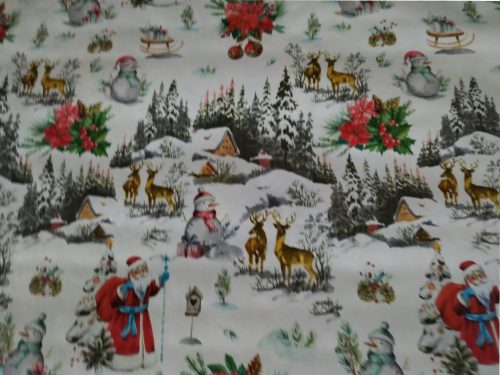 Viaszos vászon 110 karácsonyi hóemberes őzikés