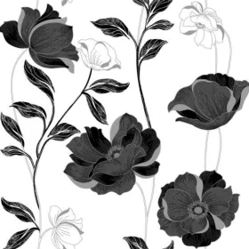 Classic Petal Contrast - Fehér alapon fekete virágok