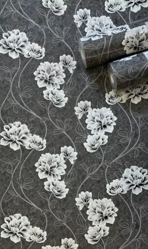 Floral Noir - Sötétszürke alapon virágok