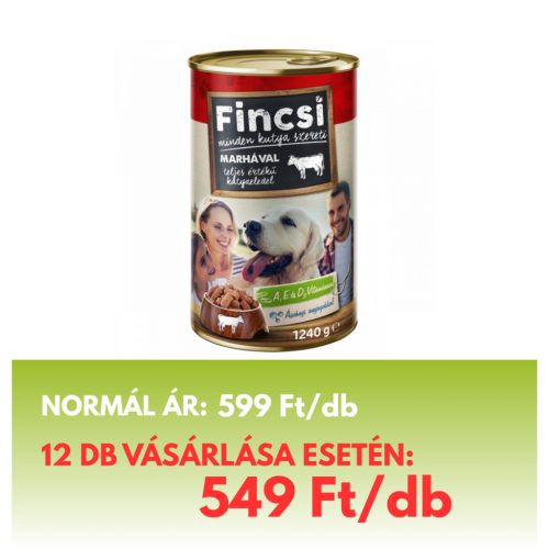 Fincsi kutyakonzerv - Marhás - 1,24 kg