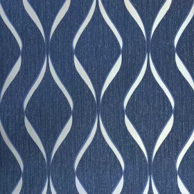   Indra Wave Blue - Sötétkék alapon ezüst hullámos tapéta