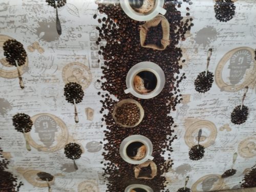 Viaszos vászon 224 kávébabok csészével