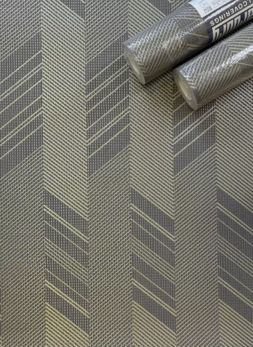 Chevron chic - Szürke alapon arany csíkos tapéta