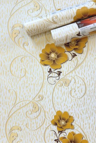 Golden Blossom - Krémszínű alapon sárga virágok