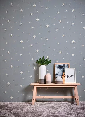 Starry Dreams - Ezüst alapon fehér csillagok