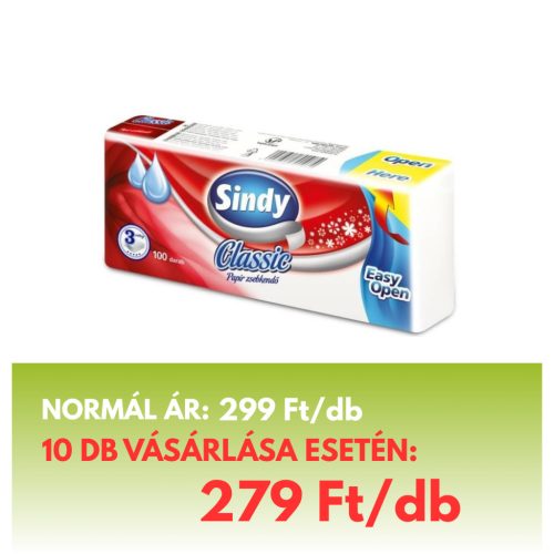 Sindy Classlic papírzsebkendő 3 rétegű natúr 100db/csomag