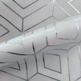 Viaszos vászon terítő 380 - Fehér alapon ezüst rombusz