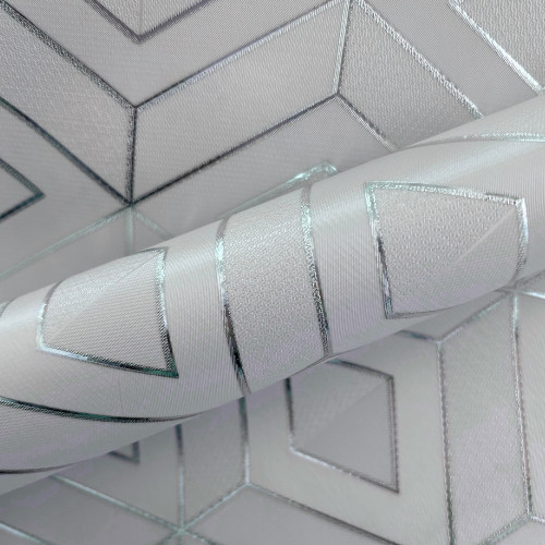 Viaszos vászon terítő 380 - Fehér alapon ezüst rombusz