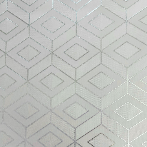 Viaszos vászon terítő 380 - Fehér alapon ezüst rombusz