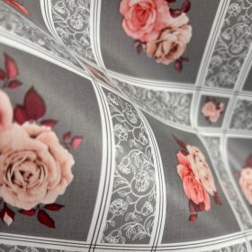 Viaszos vászon terítő 392 - Szürke alapon rózsák