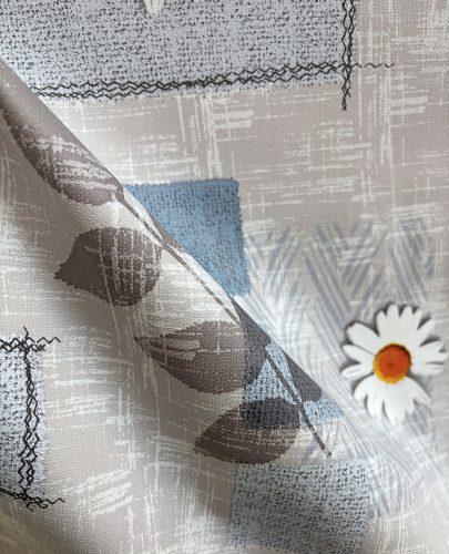 Viaszos vászon terítő 155 - Szürke és kék alapon margaréták