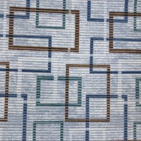   Fürdőszobai szőnyeg - Kékes alapon kék, zöld és barna négyzetek