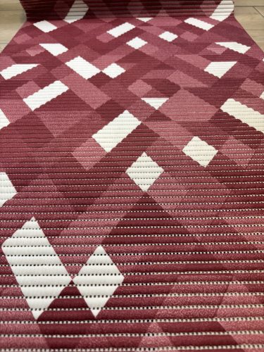 Fürdőszobai szőnyeg - Bordó és fehér rombusz