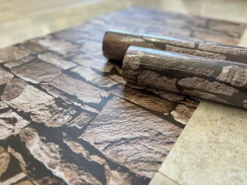 Rustic Stone - Barna kőmintás tapéta